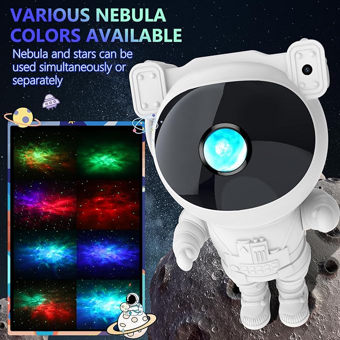 Astronaut Star Projector Galaxy Light with Timer and Remote Control, 360° Adjustable Starry Night Light Projector for Baby/Kids/Adults/Bedroom/Party/Home Decor/Game Room (White)