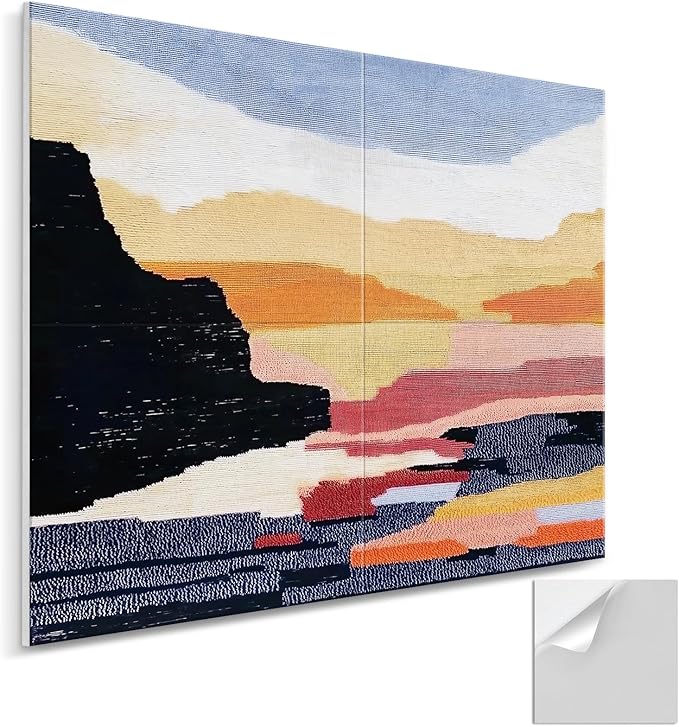 4 Pack Art Acoustic Wall Panels Self-Adhesive, 16" X 16" X 0.5" Acoustic Panels Decorativos Para Pared, Soundproof Wall Panels for Studio, Home & Living Room - Landscape painting