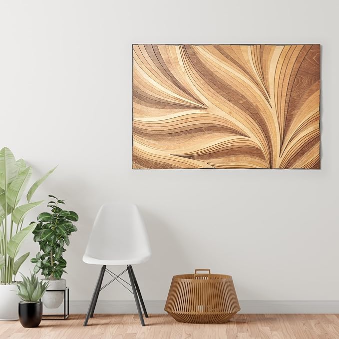 NEODECO Parametric Wood Verso Frameless, Award Winner-A'Design 2025, Wood Wall Art, 3D wood wall sculpture, Abstract wall decor, Acoustic wall panel (Medium)