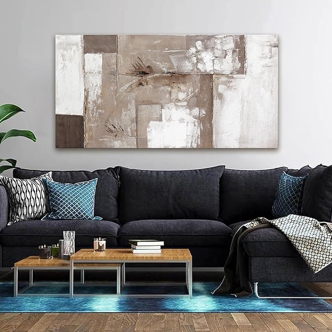 Abstract Wall Art For Living Room Brown Grey And White Wall Art Abstract Canvas Art Wall Decor Paintings Background Modern Artwork Decor For Bedroom Bathroom Can Be Hung 24×48 Inch