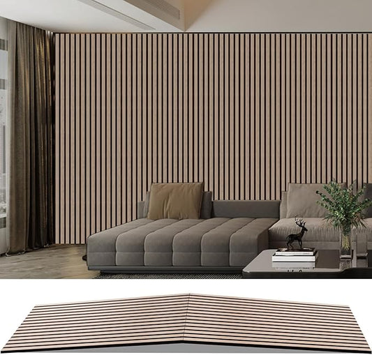AKK-PANE Acoustic Folding Wood Slat Wall Panels, 94.5" x 23.6" 15.5ft² for Interior Wall Decor, Sound Absorbing Slat Wall Paneling, Fluted Wall Wood Panels for Interiors Noise Reduction (Classic Oak)