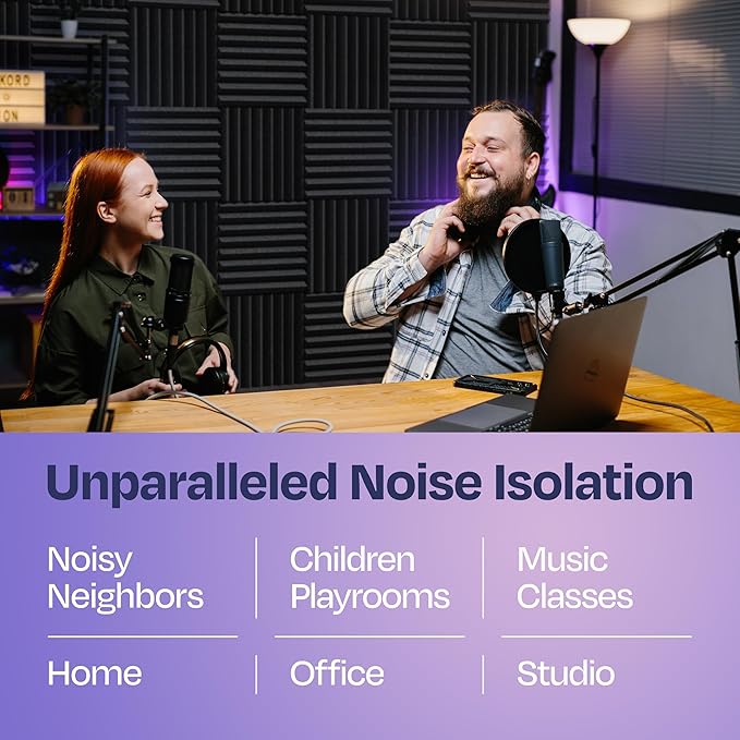 18-Pack Sound Proof Foam Panels for Walls 12X12X2 Acoustic Panels Pyramid Style Sound Panels for Studio and Home Noise Reduction with Vibredux HD