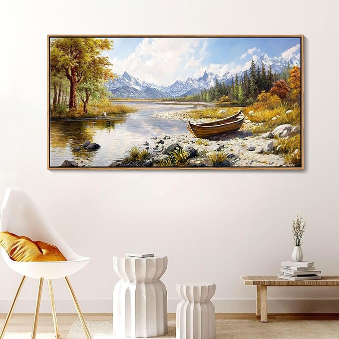 Mofutinpo Fall Mountain Landscape Wall Art - Nature Forest Canvas Art for Living Room, Bedroom & Dining Room - Framed Paintings for Wall Decor - Large Scenic Artwork for Home 24x48IN