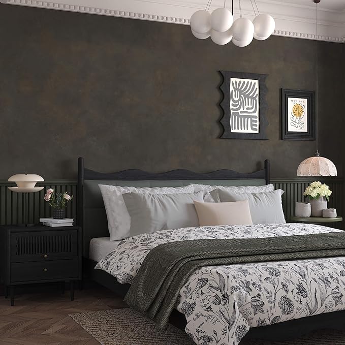 JSEVEM 31"×157" Extra Thick Wide Dark Brown Tan Charcoal Grey Rusty Concrete Wallpaper Peel and Stick Metallic Concrete Contact Paper Vinyl Matte Stickers for Bedroom Bathroom Living Room Office Walls