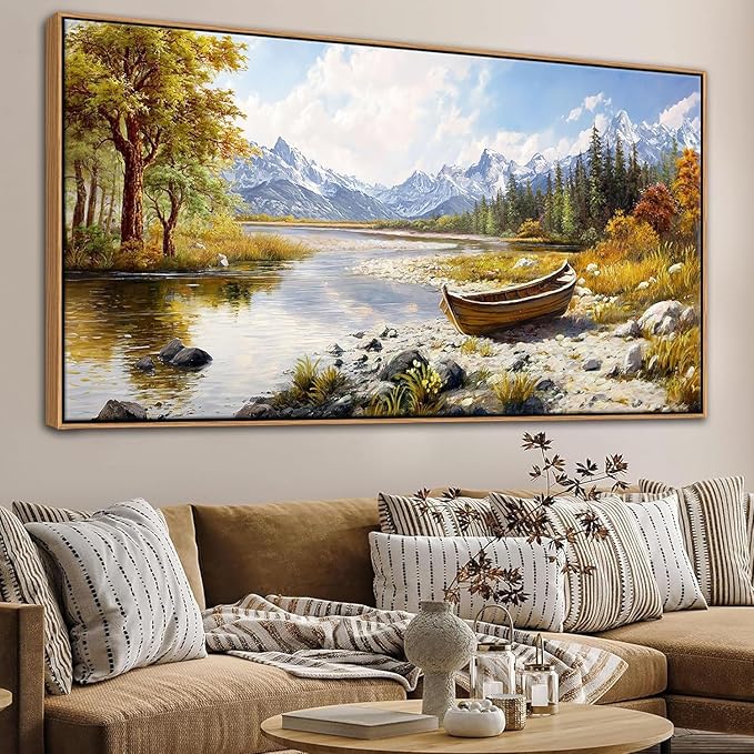 Mofutinpo Fall Mountain Landscape Wall Art - Nature Forest Canvas Art for Living Room, Bedroom & Dining Room - Framed Paintings for Wall Decor - Large Scenic Artwork for Home 20x40IN