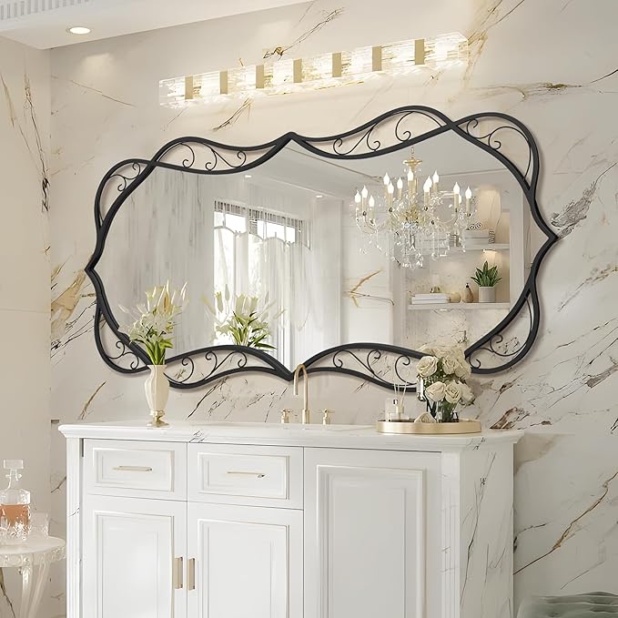 Bathroom Black Wall Mirror: 30"x60" Modern Large Mirror for Wall - Vertical or Horizontal Hanging - Home Decor for Living Room/Entryway/Fireplace/Hallway