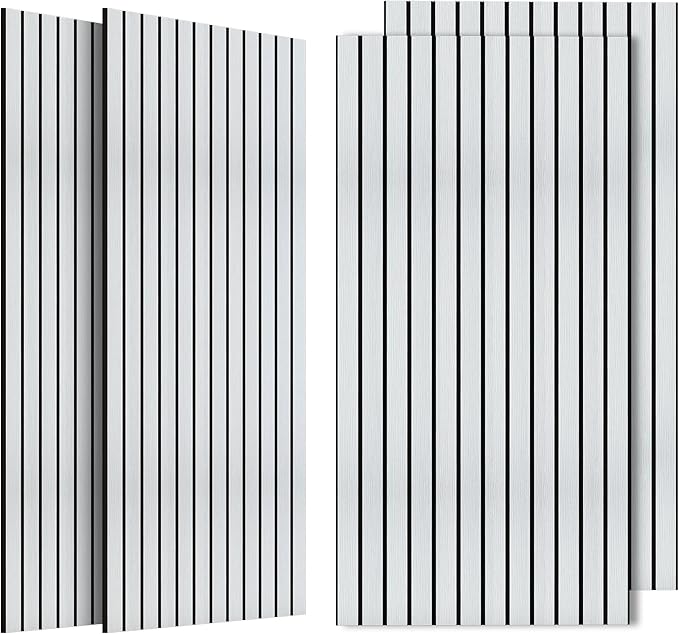 4 Pack Acoustic Wall Panels, Soundproof Panels with Simulated Wood Grain Finish, 47.2”x23.6” Decorative Acoustic Wall Panel for Office,Home Theater,Studio,Living Room, White Oak