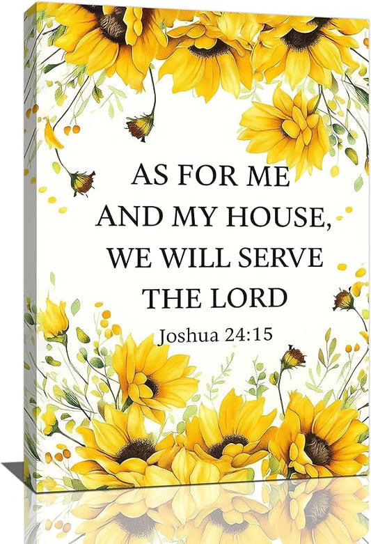 Christian Sunflower Scripture Canvas Wall Art Motivational Flowers Bible Verse Wall Decor Picture Inspirational Bible Quotes Artwork God Psalm Religious Faith Art Painting Print Decoration for Living Room Bedroom Church Framed Gifts 16”X24”