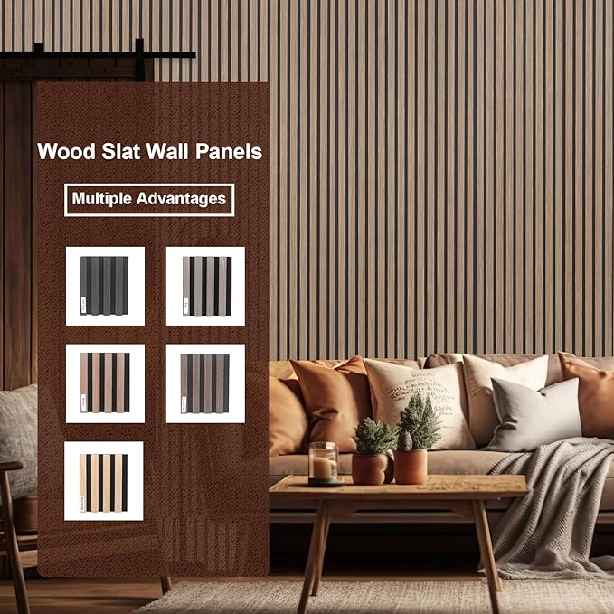 NeatiEase Wood Wall Panels Color Samples Pack, Acoustic Slat Wall Panels for Interior Wall Decor and Noise Reduction, Decorative Slat Wall Paneling