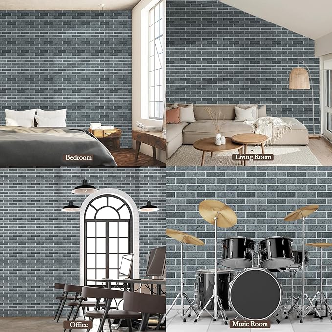 12Pack Acoustic Panels, Self-Adhesive 3D Brick Pattern Sound Proof Panels for Walls, Decorative Sound Dampening Wall Panels for Recording Studios, Offices, Home, 12"×12"×0.4", Lime Black