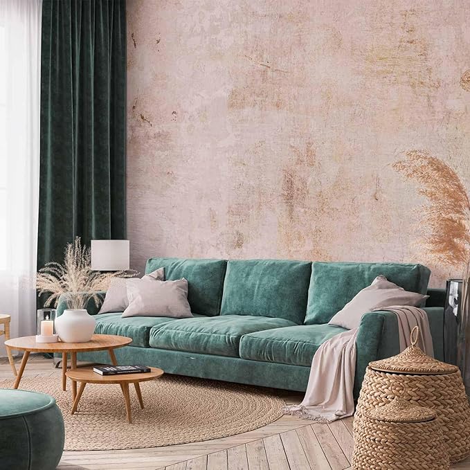 artgeist Wall Mural Faux Cement 77x55 in - Peel and Stick Self-Adhesive Wallpaper Removable Large Sticker Foil Wall Decor Print Picture Image Design Abstract Faux Stone Beige a-A-10109-a-b