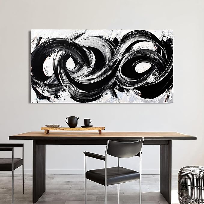 Abstract Wall Art Decor Wall Pictures for Living Room Large Black and White Wall Art Prints Abstract Canvas Art Wall Decor Modern Minimalist Wall Art Decorations Bedroom Home Wall Art Decor 24" X 48"