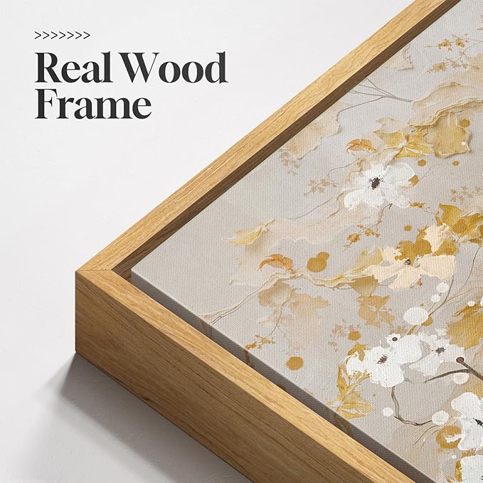 Large Framed Gold Tree of Life Wall Art, Neutral Gold Tree Canvas Painting Prints for Modern Rustic Home Decor, Gray White Golden Artwork for Living Room Kitchen Dining Room Bedroom Office, 20x40 In