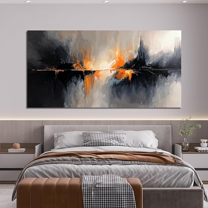 Abstract Canvas Wall Art Decor Black and White Wall Art Prints Art Work for Wall Decor Large Modern Wall Art Decorations Abstract Art Oversized Artwork for Walls Bedroom Office Decor 29" X 58"