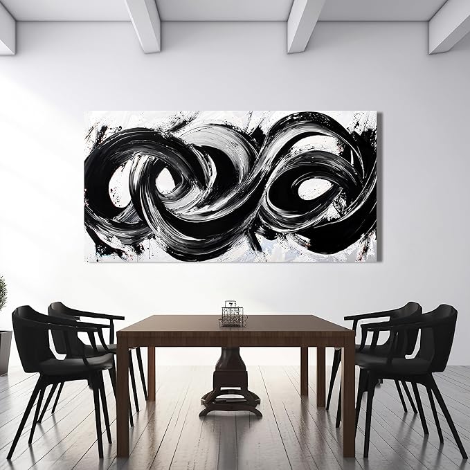 Abstract Wall Art Decor Wall Pictures for Living Room Abstract Canvas Art Wall Decor Large Black and White Wall Art Prints Oversized Minimalist Wall Art Decorations Bedroom Home Wall Art Decor 29" X 58"