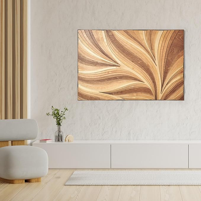 NEODECO Parametric Wood Verso Frameless, Award Winner-A'Design 2025, Wood Wall Art, 3D wood wall sculpture, Abstract wall decor, Acoustic wall panel (Large)