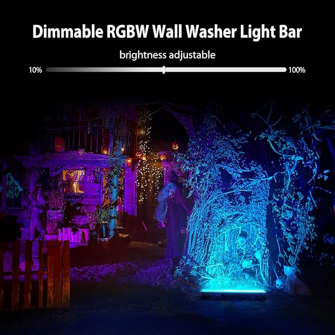 LED RGBW Wall Washer Light with RF Remote, 7200LM Brightness Dimmable LED Bar Light, AC120V 20" Waterproof Color Changing Linear Wall Washing Lamp for Outdoor & Indoor Lighting Projects