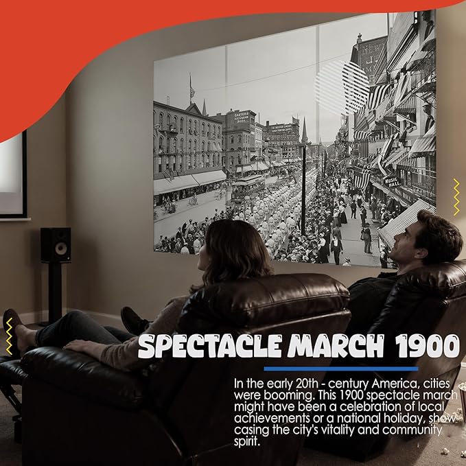 Acoustic Wall Panel 6 Pack, 23.6"x23.6"Decorative Art Soundproof Panel, Sound Absorb Self-Adhesive Panel, Acoustic Treatment for Studio, Home Theater, Office (Spectacle March 1900)