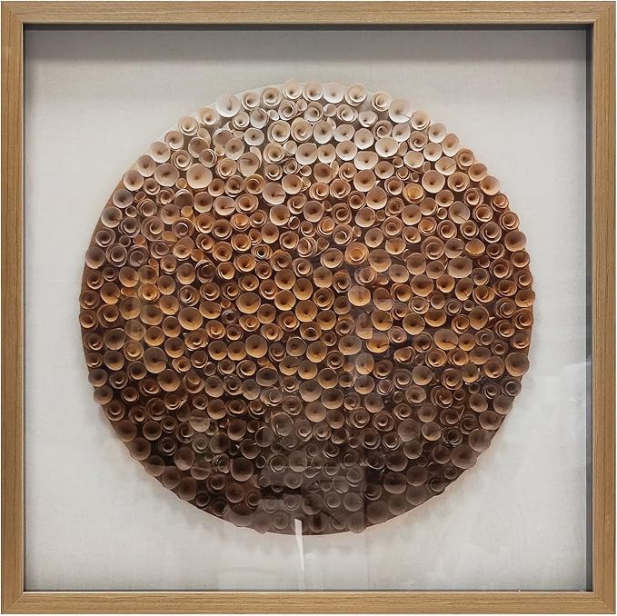 BrightA Natural Wood Paper Cylinder Wall Art Brown Gradient Color Circular Design with Earthy Tones Framed Artwork Modern Minimalist Home Decor for Living Room 59"x59"