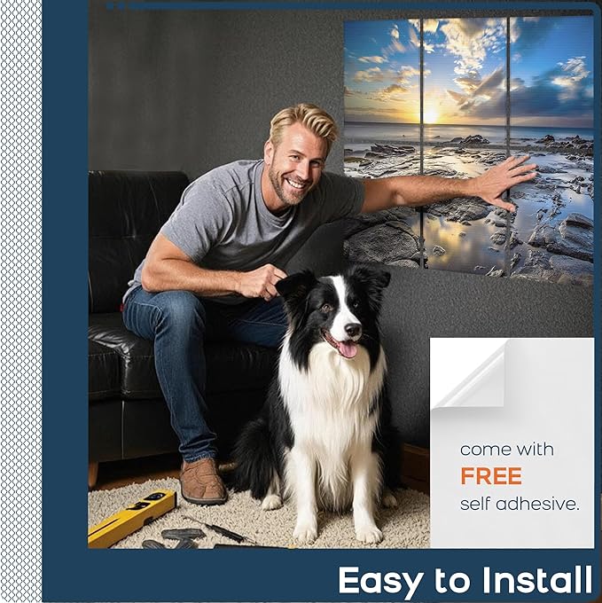 BUBOS 8 Pack Art Acoustic Panels Soundproof Wall Panel,47.2X31.4 Inches Sound Absorbing Panel,Self-adhesive Decorative Acoustical Wall Panels, Acoustic Treatment for Ceiling Home Office (Coastal rock)