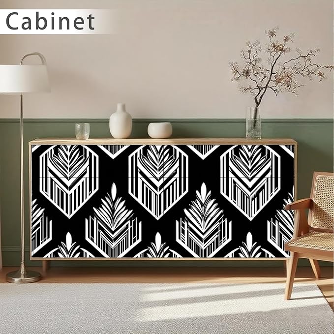 Nuxovilar Black White Tribal Geometric Textured Peel and Stick Wallpaper, 15.75"x39.37", Self-Adhesive Contact Paper, Ethnic Style Pattern for Bedroom, Living Room and Table Decor