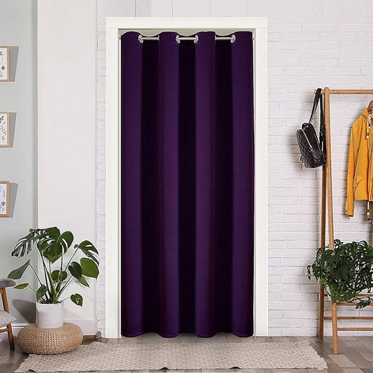 ChrisDowa Blackout Door Curtains for Doorway Privacy, Grommet Closet Curtains for Bedroom Closet Door, Thermal Insulated Doorway Cover Room Divider Drapes (1 Panel, Royal Purple, 34 x 80 Inch)