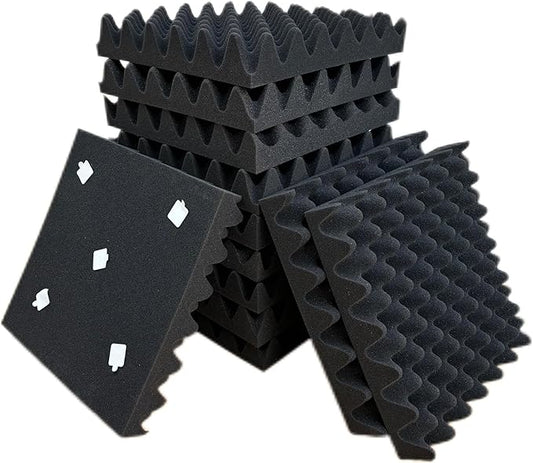 6 Pack Sound Proof Foam Panels for Wall,12" X 12" X 2" Egg Crate Soundproof Wall Panels for Studio,Room Acoustic Treatment Foam,Sound Absorbing Foam Black (6Black)
