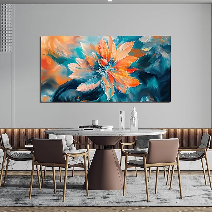 KUPTEU Canvas Wall Art Decor Large Wall Art Pictures for Living Room Colorful Flowers Wall Art Prints Decorations Canvas Art Wall Decor Artwork for Walls Bedroom Home Aesthetic Decor 24" X 48"