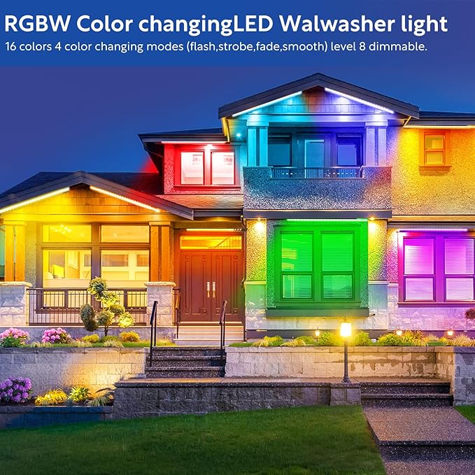 RGB Wall Washer Light with Bar 2Pack, 72W LED RGB Color Changing Landscape Wall Wash Lights, 4FT 120V Dimmable Stage Wash Light Bar for Hotel,Building,Commercial Garden Lighting
