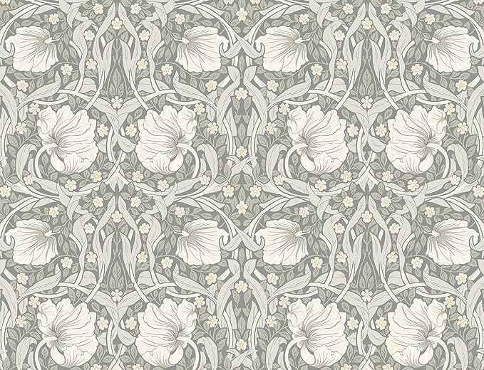 NextWall Pimpernel Floral Peel and Stick Wallpaper (Alloy Grey & Alabaster)