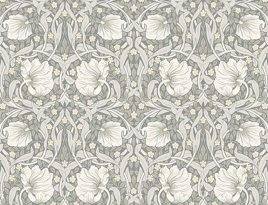 NextWall Pimpernel Floral Peel and Stick Wallpaper (Alloy Grey & Alabaster)
