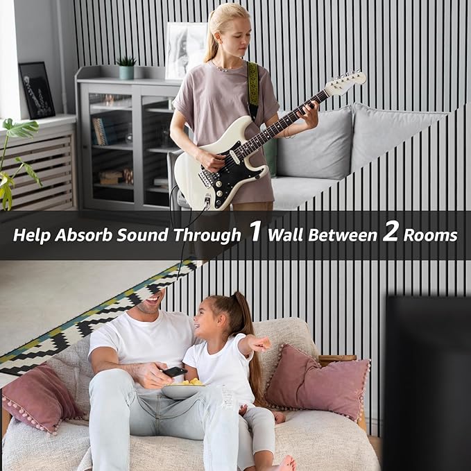 Art3dwallpanels 10 Pack Acoustic Panels, 48" X 12" X 0.43" Soundproof Wall Panels, Self Adhesive High Density Sound Absorbing Acoustic Treatment for Recording Studio, Office, White and Black