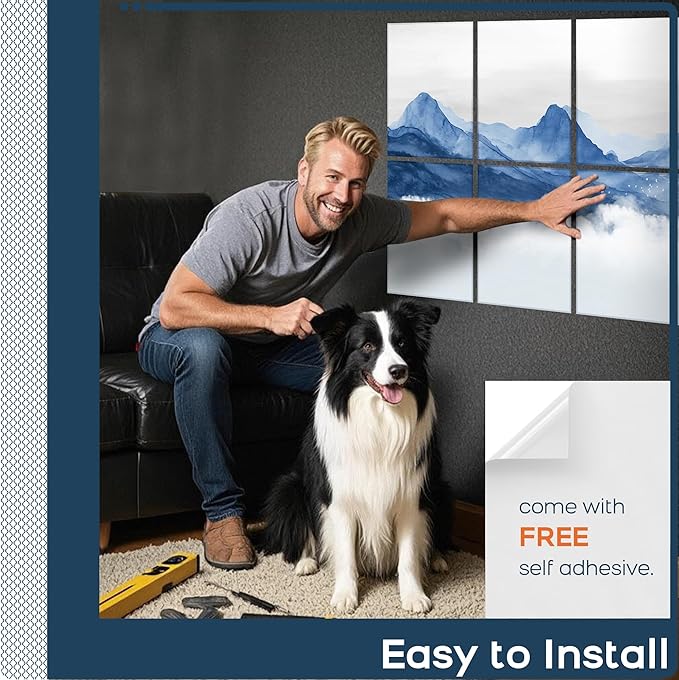 BUBOS 8 Pack Art Acoustic Panels Soundproof Wall Panel,47.2X31.4 Inches Sound Absorbing Panel,Self-adhesive Decorative Acoustical Wall Panels, Acoustic Treatment for Ceiling Home Office（Abstraction02）