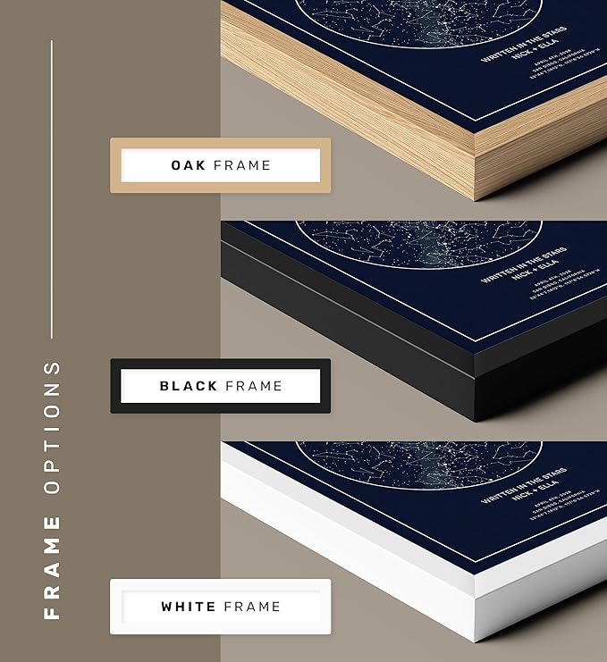 CELESTORY Custom Star Map Framed Night Sky Print Constellation Map Star Chart Gift Wall Art Poster Personalized Star Map for Specific Date Unique Gifts for Him Meaningful Gifts for Her - Midnight Blue