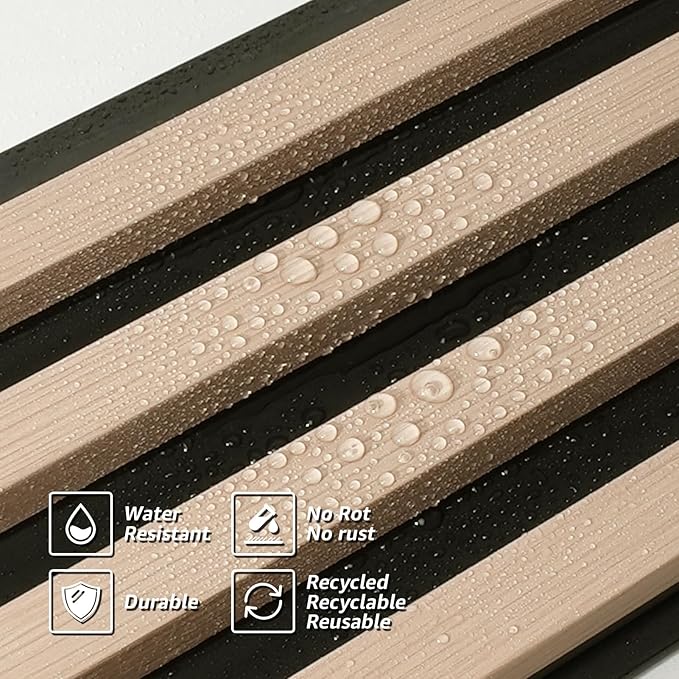Art3d 8-Pack WPC Wood Slat Wall Panel for Interior Décor, 3D Wood Fluted Acoustic Paneling for Living Room Bedroom Home & Office Accent Wall Decor - 96 x 6 Inch Oak