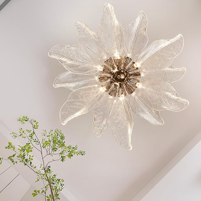 Modern Tree Branch Leaf Chandelier, 18-Light 25.59" Luxury Gold Pendant Lighting, LED 40W 3000K Warm White Chandeliers, Adjustable Height for Living Room, Dining Room, Bedroom, Kitchen Island