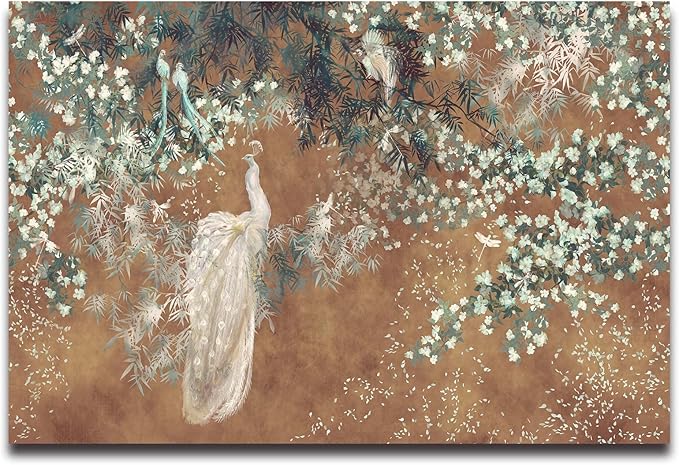 Cliouar-Wall Mural Wallpaper for Bedroom Living Room White Peacock 158"x110"(Not Self-Adhesive)