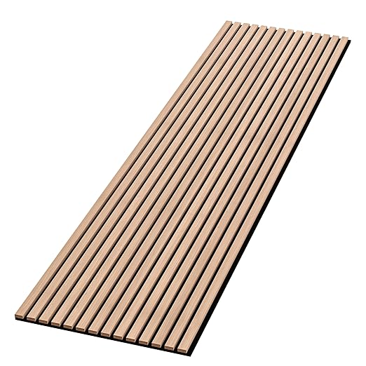94" L x 24" W Acoustic Wood Wall Paneling, Decorative Sound Proof Panels for and Ceilings, 3D Slat Panels, Wood Slat Panels (Set of 10) (Light Cold Oak.)