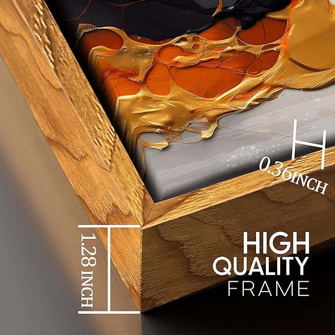 Canvas Abstract Wall-Art for Office - Black and White Pictures for Wall - Framed Prints for Wall Decor Living Room Bedroom 29" x 59"