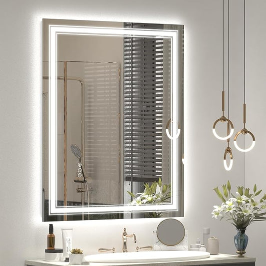 30x36 LED Bathroom Mirror, Lighted Mirror for Bathroom Wall, Backlit and Front lit, Dimmable, Anti-Fog, Shatterpoof, Memory (Horizontal/Vertical)