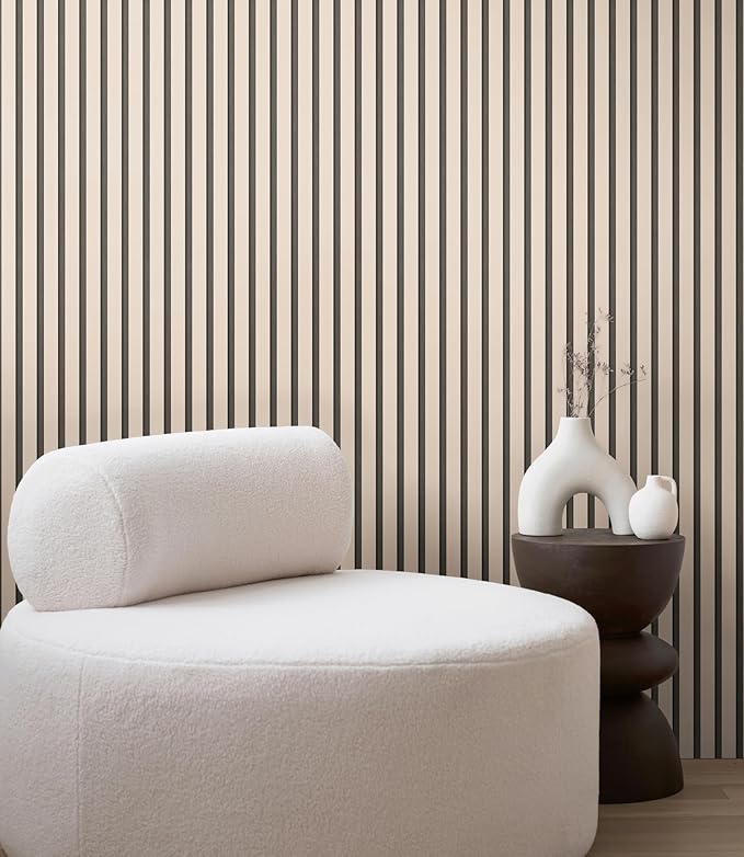 A.S. Création Non-Woven Wallpaper with Wall Panel Motifs 0,53 x 10,05 m - Beige Grey Black - Wood Look Wallpaper Made in Germany - 786283