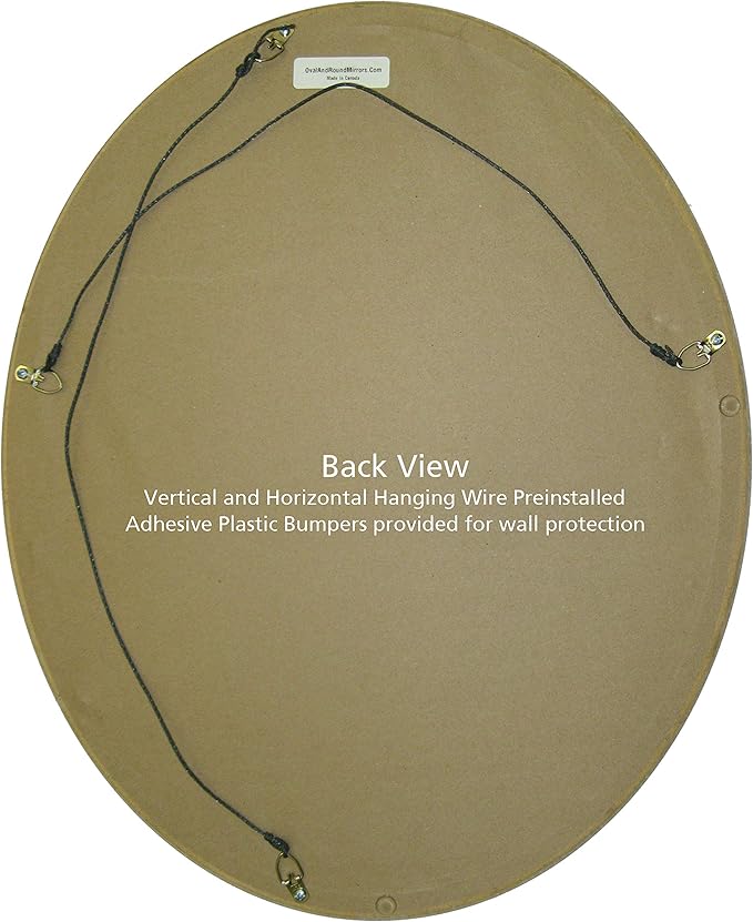 OVALCREST Oval Beveled Wall Mirror for Home Decor - Athena Style - Vintage Cherry - 26" x 22" Outside Dimensions