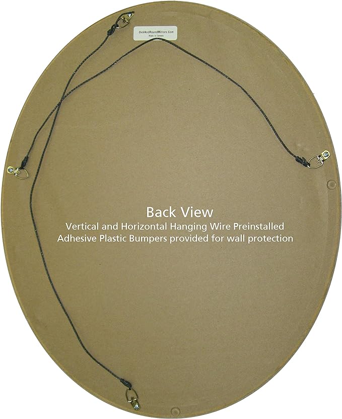 OVALCREST Oval Beveled Wall Mirror for Home Decor - Toronto Style - Black Silver - 18" x 14"