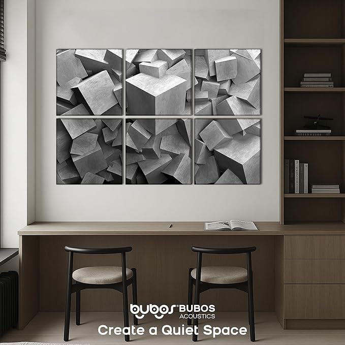 BUBOS 6 Pack Art Acoustic Panels Soundproof Wall Panel,70.8X47.2 Inches Large Sound Absorbing Panel,Self-Adhesive Decorative Acoustical Wall Panels, Acoustic Treatment for Home Office（Silent Blocks）