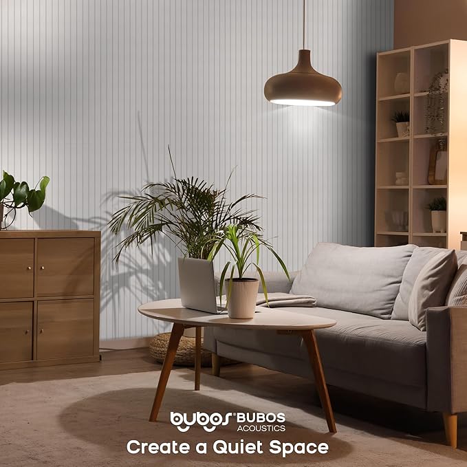 BUBOS 6 Pack Large Acoustic Panels,48x12Inch SoundProof Panels for Walls,Self Adhesive Acoustic Wall Panels,Decorative Sound Panels for Home Studio Office (White 02)