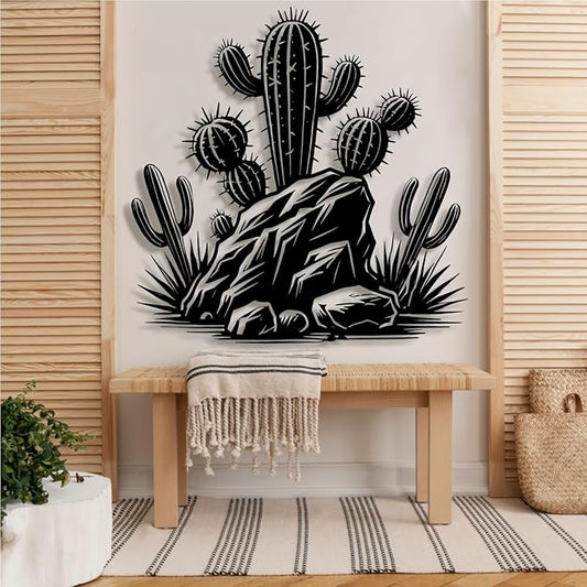 Metal Cactus Wall Decor,Southwestern Wall Art Metal,Metal Desert Wall Art,Metal Cactus Outdoor Decor,Natural Themed Home Decor,Metal Cactus Yard Art (Style 1, 30 L" x 30 W" / 76 x 76 cm)
