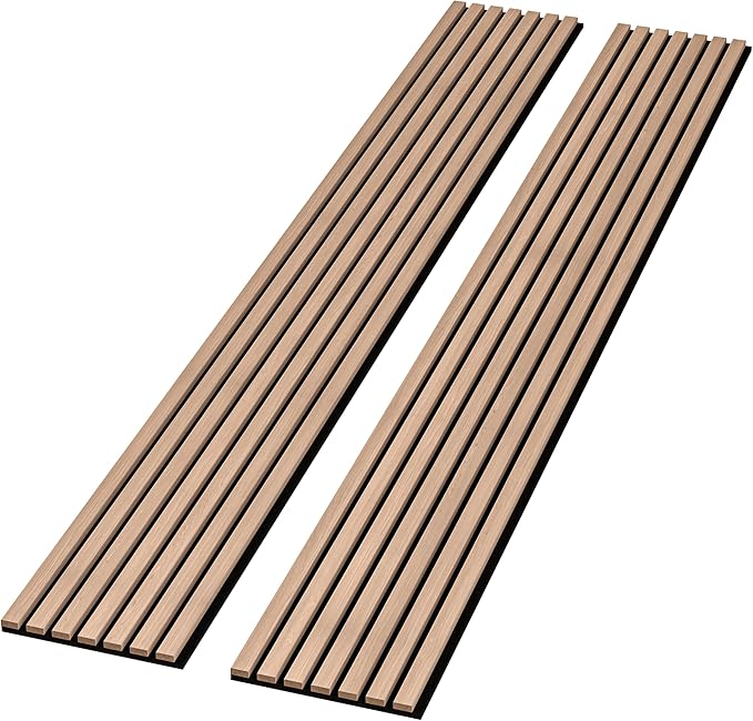 2 Pack – 94” x 12.6” 3D Acoustic Slat Wood Wall Panels | Soundproof Decorative Wall & Ceiling Panels | Modern Noise-Reducing Acoustic Paneling for Home, Office & Studio (Light Cold Oak.)