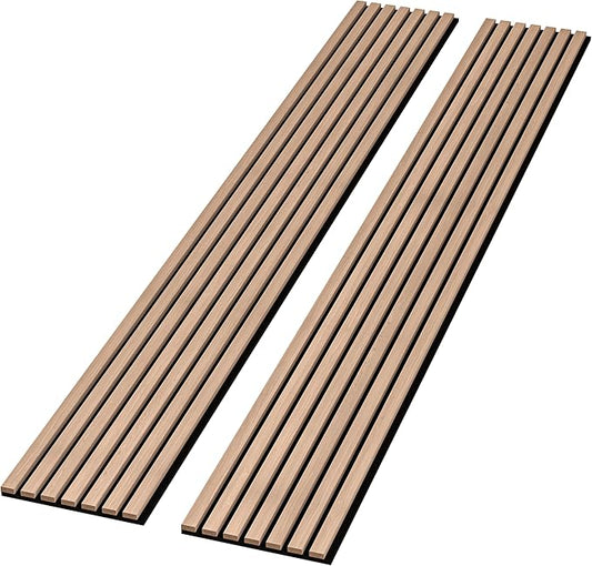 2 Pack – 94” x 12.6” 3D Acoustic Slat Wood Wall Panels | Soundproof Decorative Wall & Ceiling Panels | Modern Noise-Reducing Acoustic Paneling for Home, Office & Studio (Light Cold Oak.)