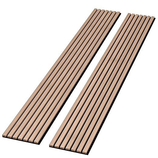 106" x 12.6" Acoustic Wood Wall Paneling, Decorative Sound Proof 3D Slat Panels for Walls and Ceilings (Set of 20) (Light Cold Oak)
