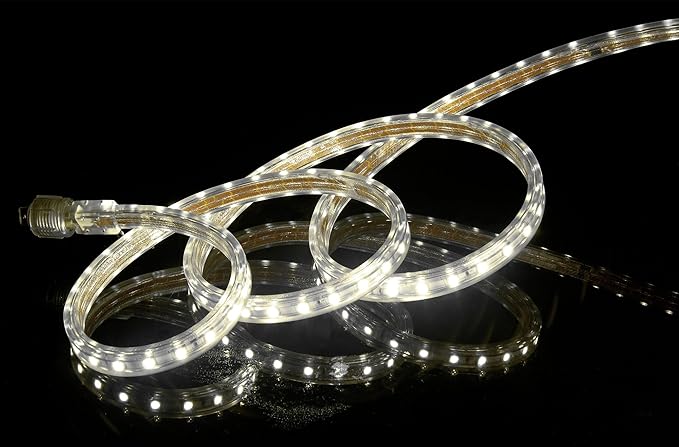 CBConcept UL Listed, 20 Feet, Super Bright 5400 Lumen, 4000K Soft White, Dimmable, 110-120V AC Flexible Flat LED Strip Rope Light, Commercial Grade, Indoor Outdoor use, Ready to plug n shine